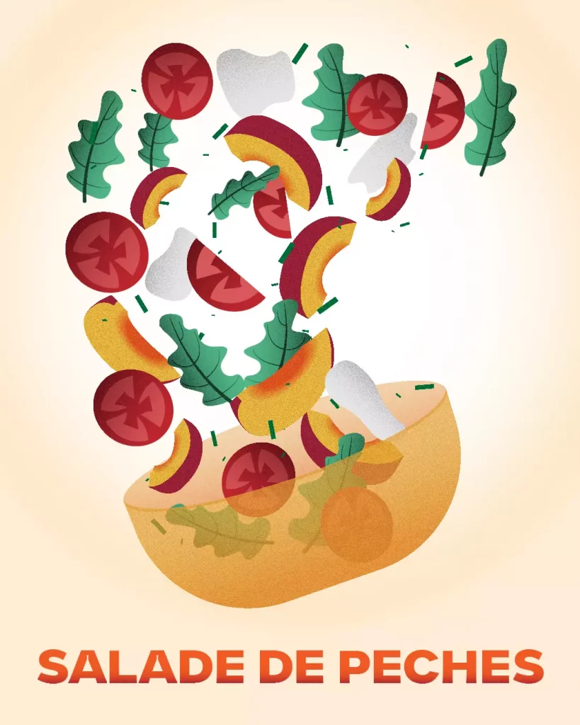 Graphisme culinaire : salade de pêches